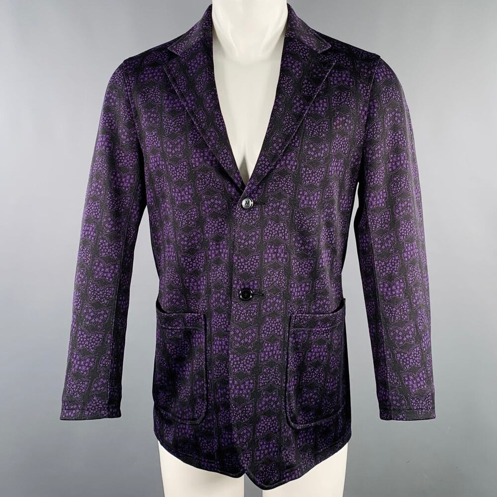 NEEDLES Size XS Black Purple Butterfly Polyester Oversized Jacket